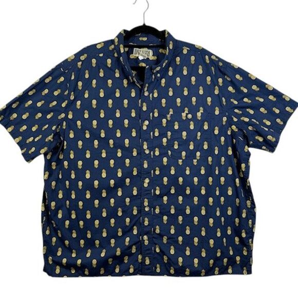 Duluth Trading Co Aloha Shirt All Over Pineapple Print Navy Blue Size 2XL - Picture 1 of 11